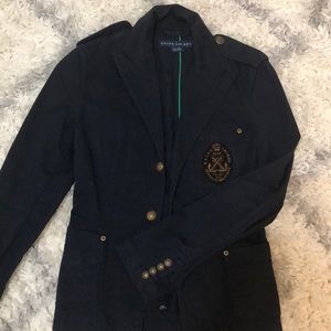 Ralph Lauren Navy Cotton Blazer with Crest.